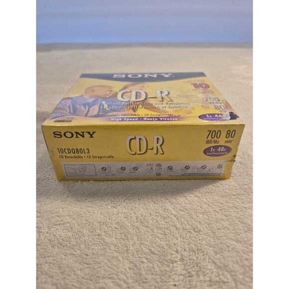 NEW SEALED Sony CD-R 80 Minute 700 MB 48X in Slim Jewel Case (10-Pack) - Picture 5 of 7